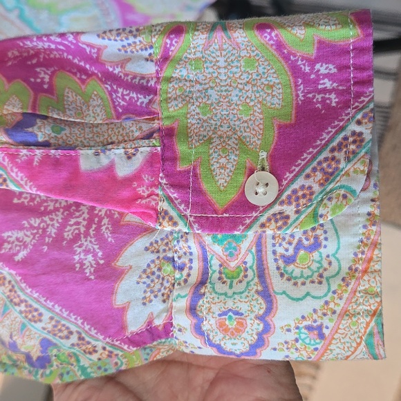 RAPLH LAUREN Paisley Print Button Down 100% Cotton Shirt Pastel Colors Sz Large - Picture 6 of 14